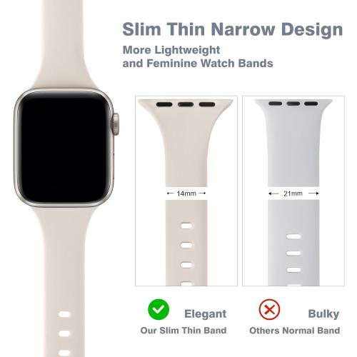 6 Pack Thin Slim Soft Silicone Bands Compatible with Apple Watch Women Men