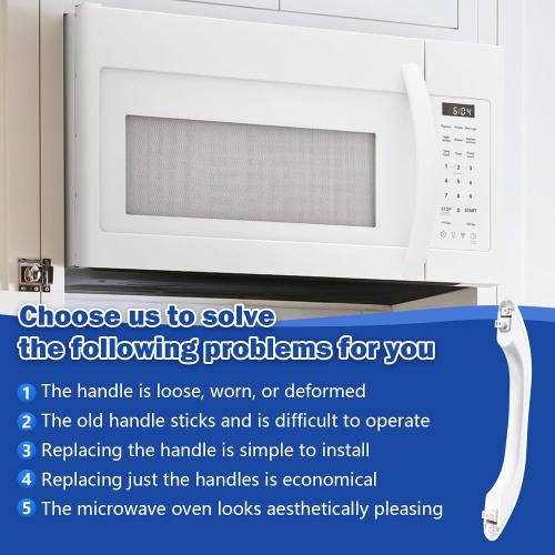 WB15X10023 Microwave Oven Door Handle White Compatible with GE HotPoint EMO2000C01WW EMO2000C02WW JVM1410WC001 JVM1410WC002, Replacement 769529 WB15X10084 AP2021174 EAP232103 PS232103