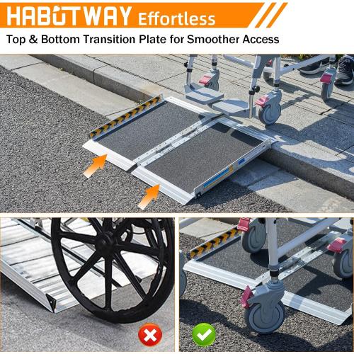 HABUTWAY 5ft Wheelchair Ramp, Portable Wheelchair Ramps for Home Steps, Double Non-Skid Ramps Hold Up to 800Lbs, Threshold Ramp for Home,Stairs, Curbs,Steps,Doorway