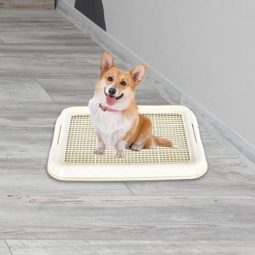 HouseVibe Dog Potty Toilet Training Tray Mesh Potty Tray Anti Slip Removable Pet Indoor Pads Holder for Puppy- White
