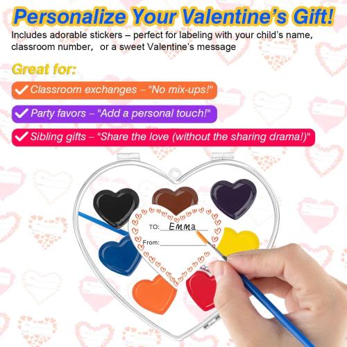 ARTLYMERS Valentines Day Gifts for Kids, 2 Pack Heart Watercolor Paint Set
