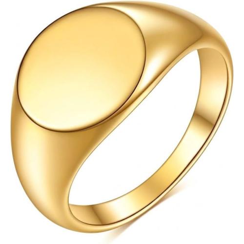 MYNENEY Stainless Steel Round Statement Pinky Signet Rings for Men Women