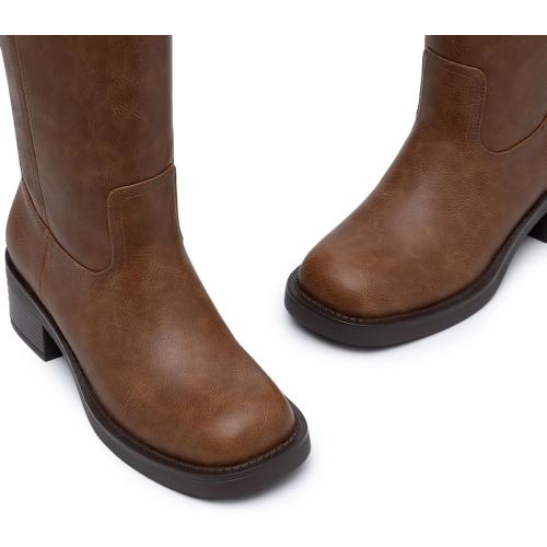 Size 8 Athlefit Knee High Boots Square Toe Ridng Chunky Tall Boots for Women