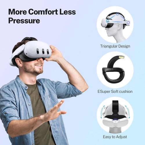 YOGES 10000mAh Battery Head Strap Compatible with Meta Quest 3S & Quest 3, Rechargeable Headstrap Detachable Magnetic Battery to Extend Playtime for VR Headset Compatible with Meta Quest 3S