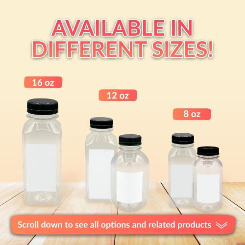 Reli. 16oz Plastic Juice Bottles with Caps & Labels - 12 Pack