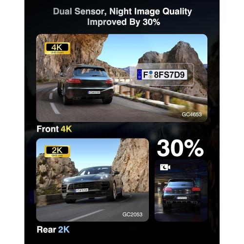 FAIMEE 4K Dash Cam Front and Rear, Night Vision, WDR, Free Card Included