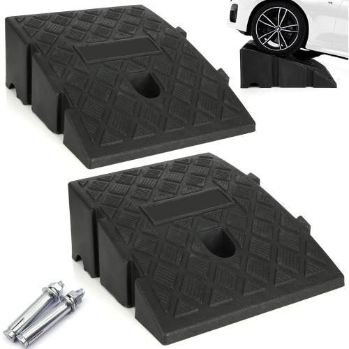 2PCS Driveway Curb Ramps 5 Rise Height Curb Ramp Interlock Curb Ramps for Driveway Low Cars Vehicles SUV Truck Motorcycle Wheelchair Bike