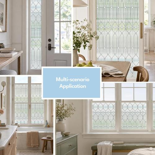 ADD.HERES Window Privacy Film, Glass Decorative Static Cling, 17.5 x 78.7