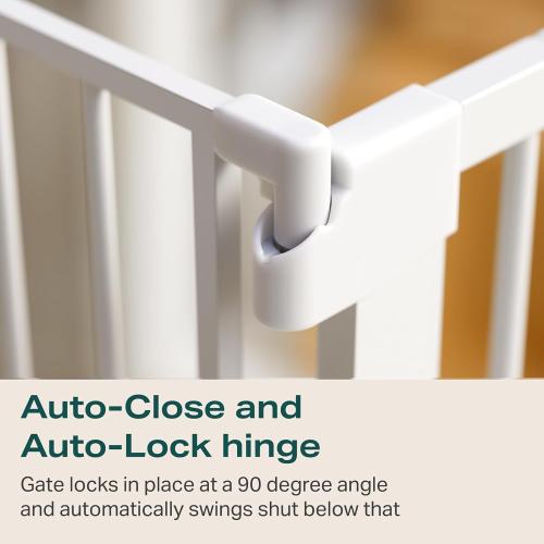Cumbor 36 Extra Tall Baby Gate for Stairs, 29.7-40.6(Extensions Included) Wide Dog Gate for Doorways, Pressure Mounted Auto-Close Pets Gates for Dogs Indoor, Durable Safety Child Gate, White