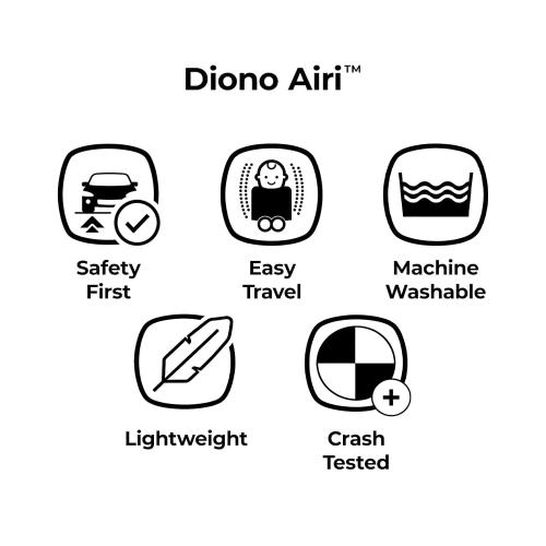Diono Airi Travel High Back Booster Seat, Foldable Slim 3‑Across Fit, Pink