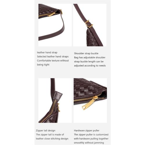 Women's Retro PU Leather Woven Handbag Underarm Bag HoboBags