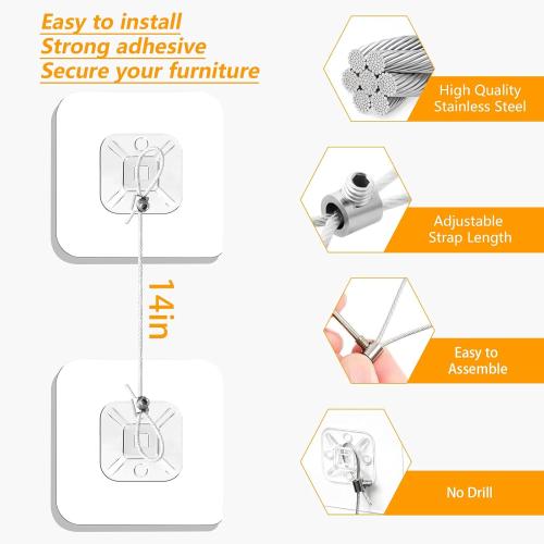 No Drill Metal Furniture Wall Anchors (10 Packs) for Baby Proofing