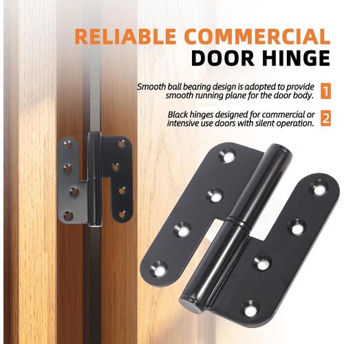 6-Pack Black Heavy Duty Lift Off Hinge, 4 X 3.5 Inch H-Shaped Door Hinges