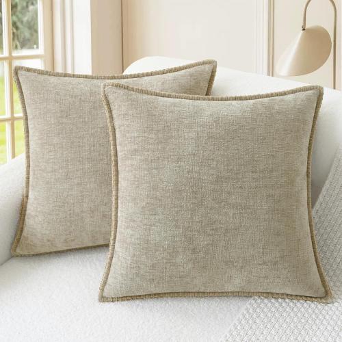 CaliTime Decorative Couch Throw Pillow Covers 16 X 16 Inches Light Taupe