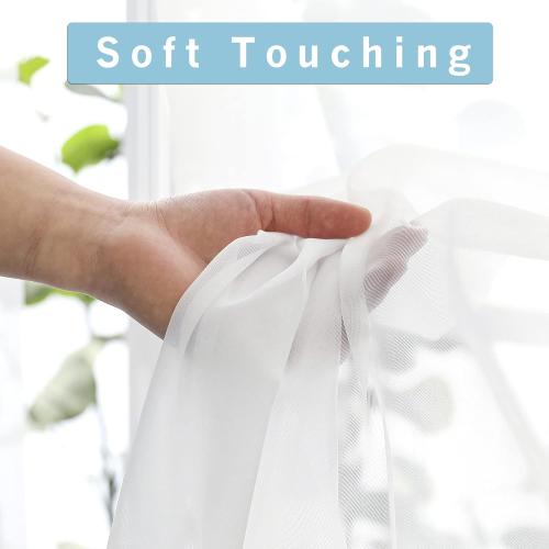 OWENIE White Sheer Curtains 96 Inches Long, Elegant Sheer Curtains for Bedroom, Window Voile Sheer Curtain Panels/Drapes/Treatment for Living Room, 2Pcs, Each 42 W x 96 L