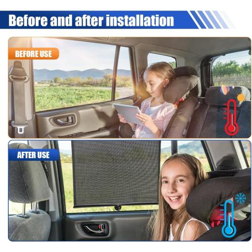 2PCS 18×14 Car Side Window Sun Shade for Baby/Kids, Black