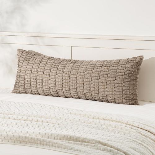 MIULEE Pack of 1 Light Brown Long Body Lumbar Decorative Throw Pillow Cover 14x36 Inch for Bed Couch Sofa Living Room Soft Boho Pillow Cover Modern Farmhouse Home Decor