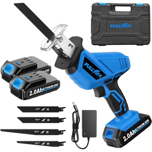 FULLYEA Reciprocating Saw Cordless, 3500SPM Variable Speed, 2x2.0Ah Battery