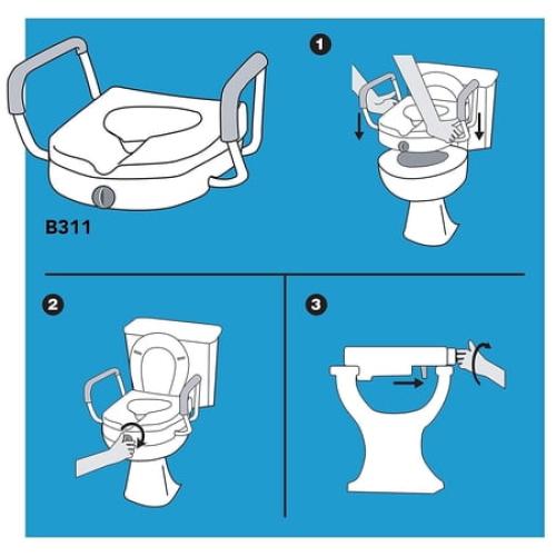 Carex E-Z Lock Raised Toilet Seat With Handles, 5 Toilet Seat Riser with Arms, Handicap Raised Toilet Seat For Seniors and Elevated Toilet Seat