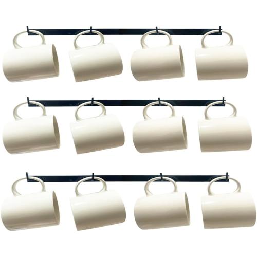 Mug Holder Wall Mount Mug Rack 3 Pcs Coffee Cup Hook Organizer for 12 Mugs