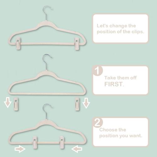 Velvet Hangers Clips, Pants Hangers Velvet Clips(60pc, Beige)
