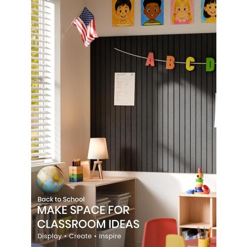Bumusty 48x 36 Large Felt Bulletin Board Tiles, Black