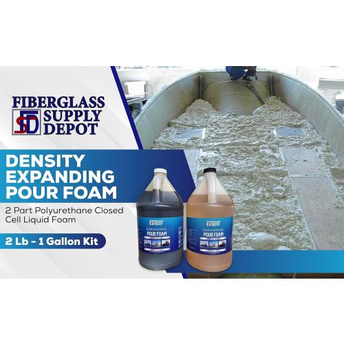 Fiberglass Supply Depot 2 Lb Density Expanding Pour Foam, 2 Part Polyurethane Closed Cell Liquid Foam for Boat and Dock Flotation, Soundproofing, Filling Voids, and Insulation (1 Gallon Kit)