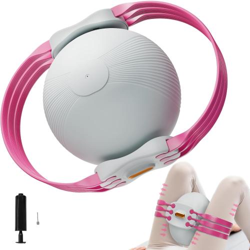 Thigh Trainer with Inflatable Resistance Ball, Adjustable 120 LB Inner & Outer Thigh Exerciser, Kegel Pelvic Floor & Hip Trainer for Women, Home Leg Equipment Compact Resistance Bands Fitness