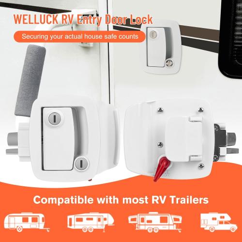 WELLUCK RV Entry Door Lock with Paddle Deadbolt, Camper