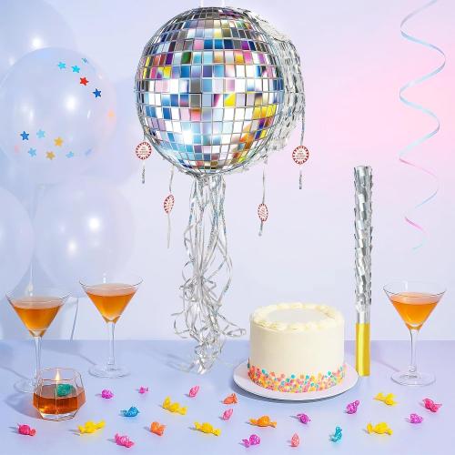 WERNNSAI Pull String Disco Ball Piñata, Disco Party Decorations