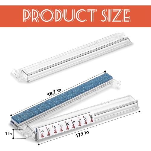 Mahjong All-in-One Tile Rack & Pusher, Clear Acrylic Mahjong Rack and Pusher Combo, Modern American Majiang Tile Racks Set of 4 (Clear)