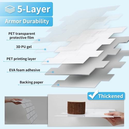 Art3d Subway Design Wall Tile, Peel and Stick Backsplash, 10-Pack, White