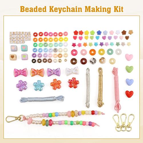 BESARME Beaded Keychain Making Kit, 372 Pcs, Colorful Alphabet Beads