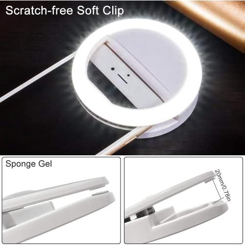 Selfie Ring Light, QIAYA Portable Clip Selfie Light with 36 LED for Smart Phone Photography, Camera Video