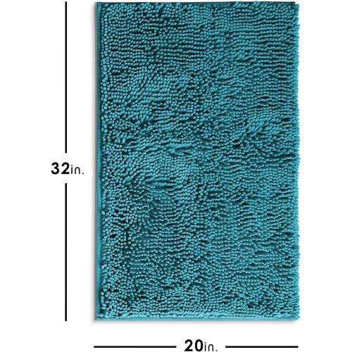 Hearth & Harbor Bathroom Rugs, Chenille Bath Mat - Machine Washable Bath Mats for Bathroom Non-Slip Backing Rubber, Quick Dry Bathroom Mat