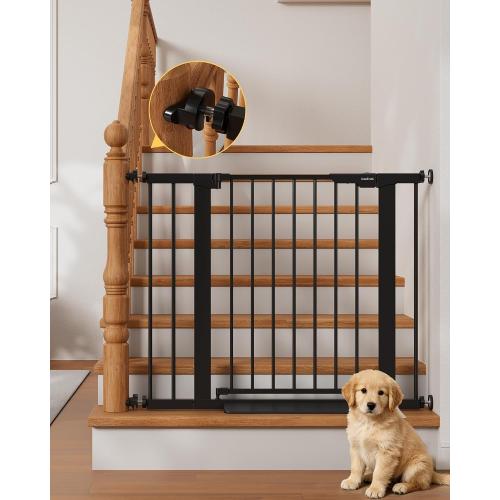 InnoTruth 27-36.6 in Wide Baby Gate for Stairs and Doorways, Black