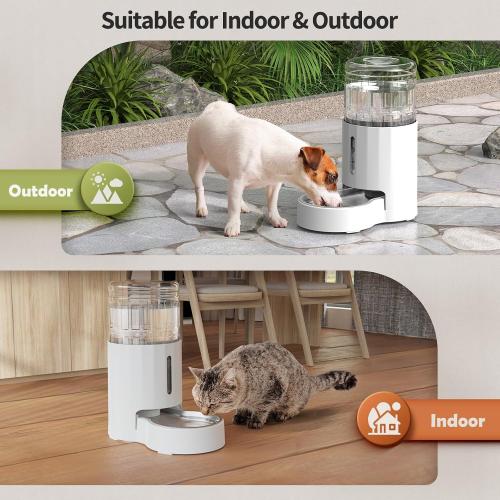 JUNSPOW Cat Water Dispenser with Filter and Stainless Steel Bowl (4L White)