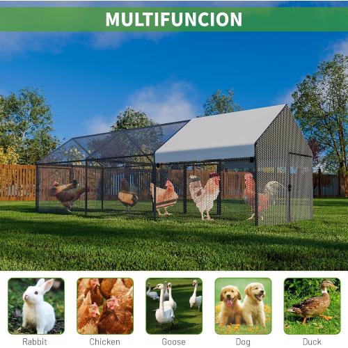 NUGRIART Metal Chicken Coop 79x40x40, Portable Chicken Run with Cover