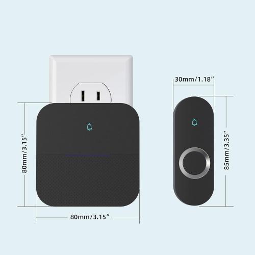 AIDA Lighted Wireless Doorbell for Home, Waterproof Battery Doorbell Wireless 1,000ft Range, 5 Volume Levels with 58 Chimes & LED Flash on Receiver (Black, 1 transmitter & 1 Receiver)