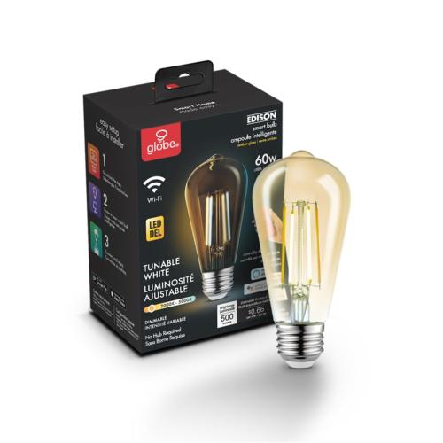 Smart 60W Equivalent Vintage Filament Tunable White LED Wi-Fi Enabled Voice Activated ST19 E26 Amber Glass Light Bulb: Dimmable Edison Light Bulbs