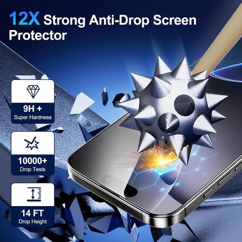 HelloDeere Compatible with iPhone 16 Pro Max Screen Protector,[Military Grade Shatterproof][Anti-Reflection][Anti-Fingerprint] 3D Full Coverage 9H Screen Protector,Case Friendly,Easy Install,2 Pack