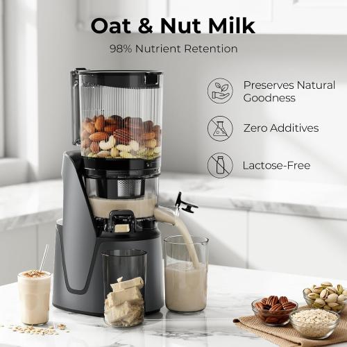 EanOruus Juicer Machines, 3-in-1 Cold Press Juicer, Premium Gray