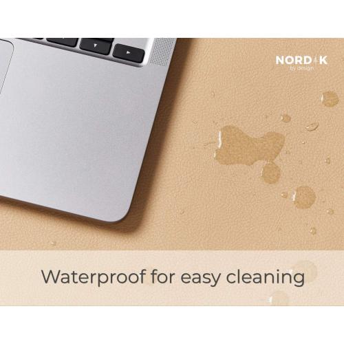BLUE Nordik Leather Desk Mat Cable Organiser (Champagne Beige 89 X 43 cm) Premium Extended Mouse Mat for Home Office Accessories - Non-Slip Vegan Leather Desk Pad Protector & Desk Blotter Pad