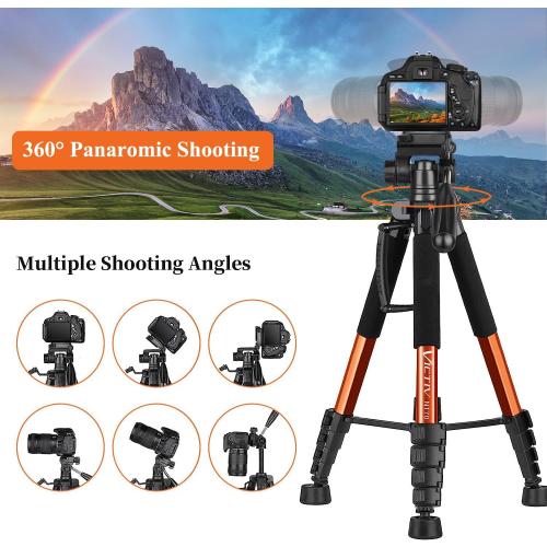 Victiv Tripod, 74” Camera Tripod for Cell Phone with Phone Holder, Orange