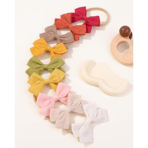 jollybows 20pcs Baby Girls Nylon Hair Bows Headbands Linen Hair Bands