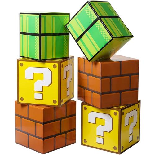 6PCS Big Party Boxes For Birthday Party Question Boxes Brick Boxes Pipe Boxes For Party Game Party Favor Props Boxes (11.8 x 11.8 Inch)