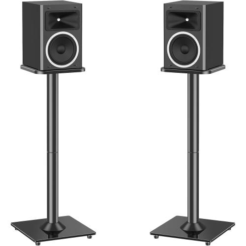 Universal Speaker Stands Pair for Surround Sound Home Theater, Floor Speaker Stands Max 22LBS, Bookshelf Studio Satellite Speakers Fit Klipsch Polk Yamaha, Non Slip Pad Easy Install