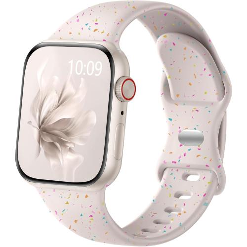 Wepro for Apple Watch Bands 40mm 41mm 38mm 42mm for Women Men for iWatch Bands SE Series 10 9 8 7 6 5 4 3 2 1 Silicone Sport Band Breathable Sweatproof Waterproof Colorful, Starlight