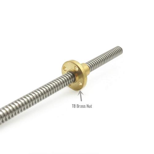 2PCS 400mm（15.75 Inches）Tr8x2 Lead Screw with T8 Brass Nut (Acme Thread, 2mm Pitch, 1 Start, 2mm Lead) for LCD DLP SLA 3D Printer Z Axis and CNC Machine