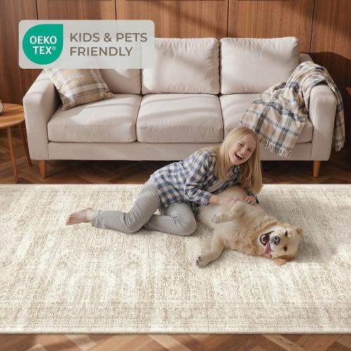 2x8 Runner Rug Non Slip,Washable Hallway Runner Rug,Beige